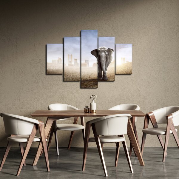Slika - Sloni v velikem mestu (150x105 cm)