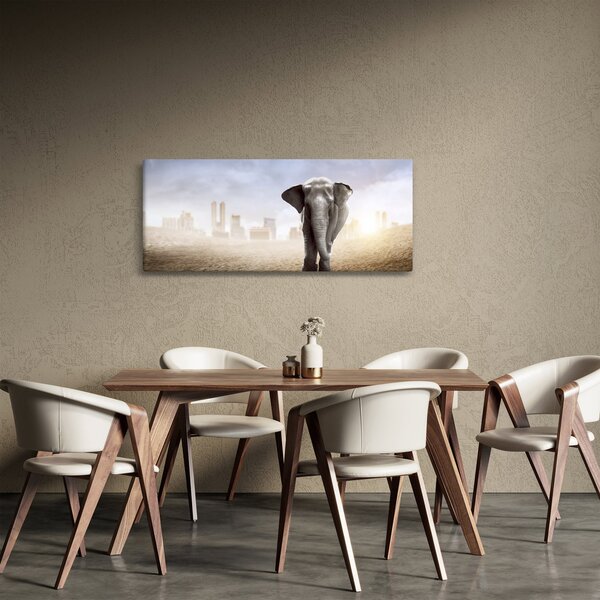 Slika - Sloni v velikem mestu (120x50 cm)