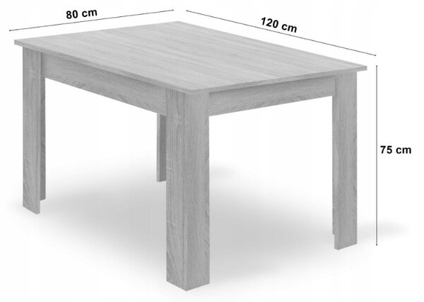 Blagovaonski set 1 + 4, stol UMEKO 120x80 cm hrast sonoma + ružičasta baršunasta stolica KARA