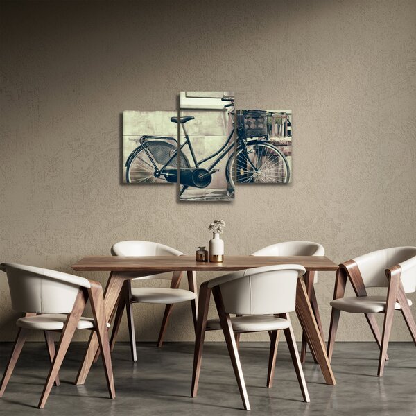 Slika - Staro kolo z rožami (90x60 cm)
