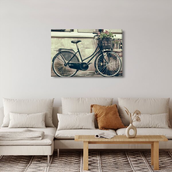 Slika - Staro kolo z rožami (90x60 cm)