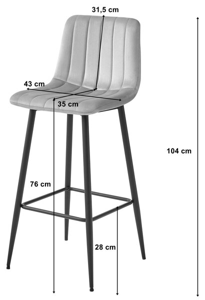 Barska stolica POZZA VELVET s crnim nogama, bež