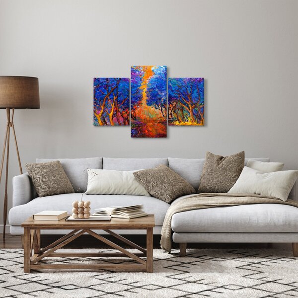 Slika - Jesenske krošnje dreves, moderni impresionizem (90x60 cm)