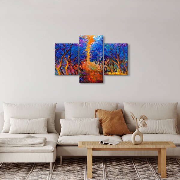 Slika - Jesenske krošnje dreves, moderni impresionizem (90x60 cm)
