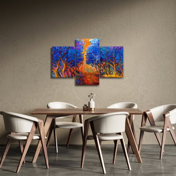 Slika - Jesenske krošnje dreves, moderni impresionizem (90x60 cm)