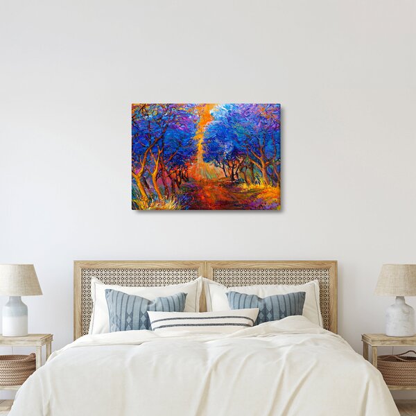 Slika - Jesenske krošnje dreves, moderni impresionizem (70x50 cm)
