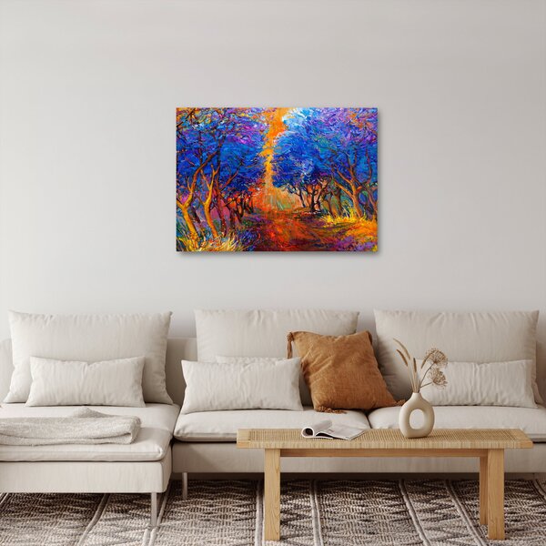 Slika - Jesenske krošnje dreves, moderni impresionizem (70x50 cm)