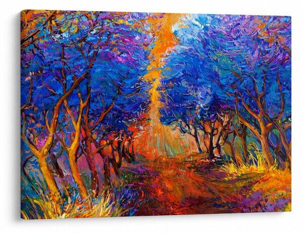 Slika - Jesenske krošnje dreves, moderni impresionizem (70x50 cm)
