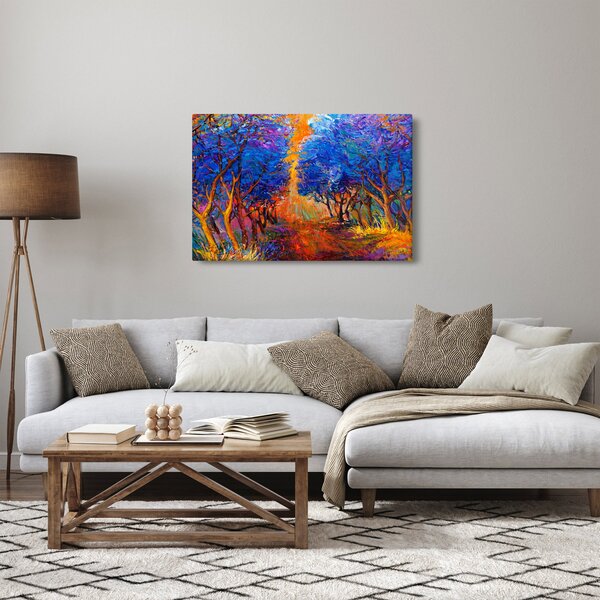 Slika - Jesenske krošnje dreves, moderni impresionizem (90x60 cm)