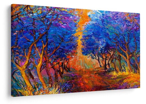 Slika - Jesenske krošnje dreves, moderni impresionizem (90x60 cm)