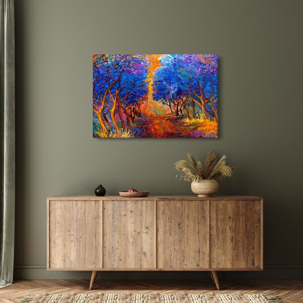 Slika - Jesenske krošnje dreves, moderni impresionizem (90x60 cm)