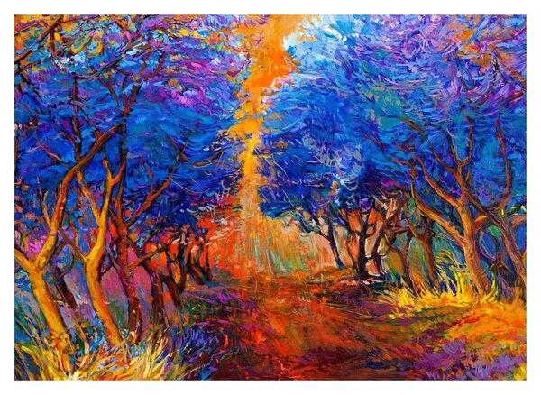 Slika - Jesenske krošnje dreves, moderni impresionizem (70x50 cm)