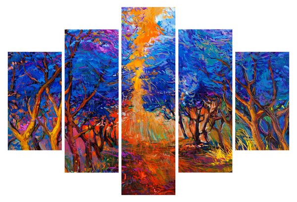 Slika - Jesenske krošnje dreves, moderni impresionizem (150x105 cm)
