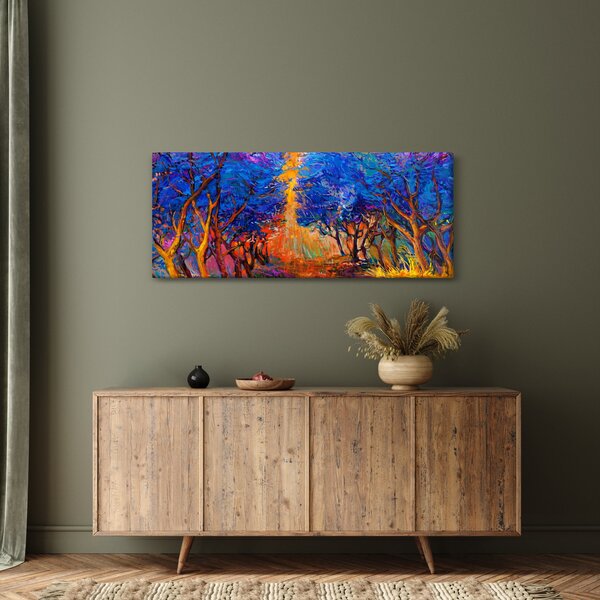 Slika - Jesenske krošnje dreves, moderni impresionizem (120x50 cm)