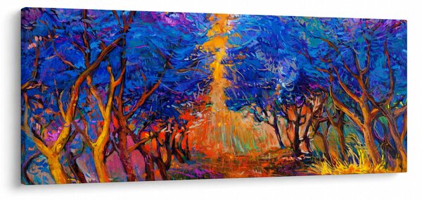 Slika - Jesenske krošnje dreves, moderni impresionizem (120x50 cm)