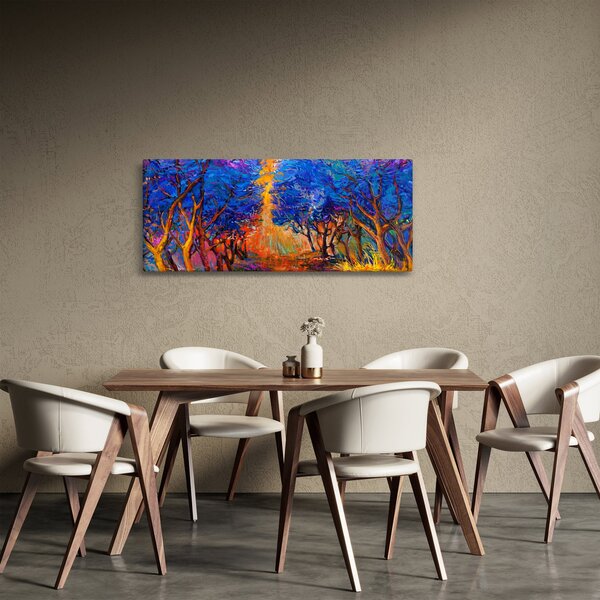 Slika - Jesenske krošnje dreves, moderni impresionizem (120x50 cm)