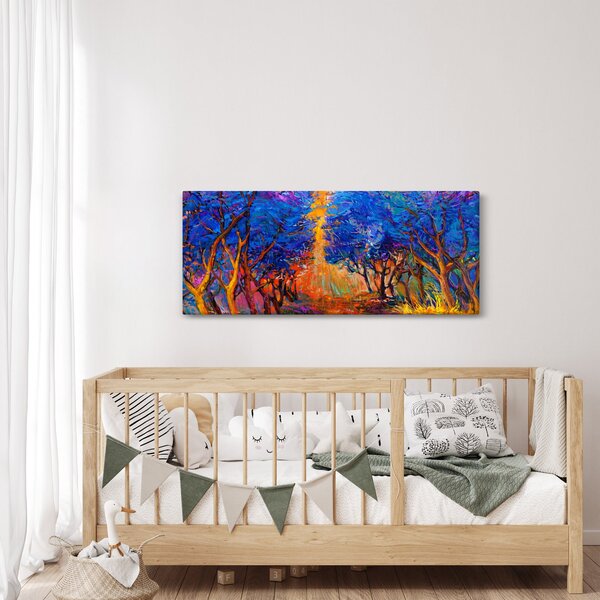 Slika - Jesenske krošnje dreves, moderni impresionizem (120x50 cm)