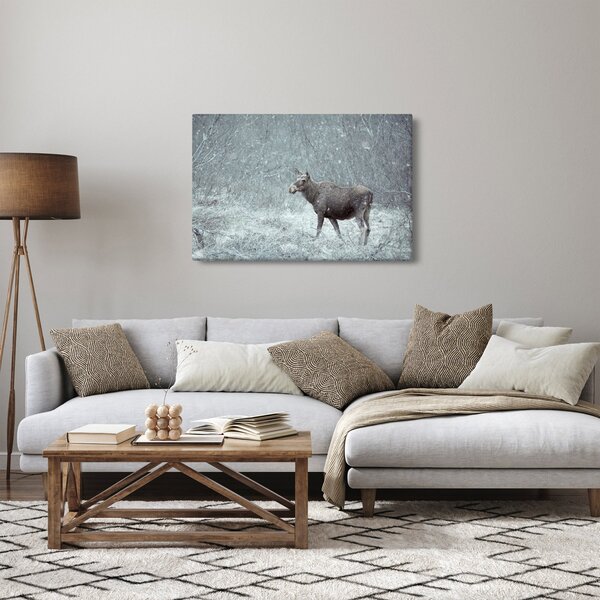 Slika - Los v zasneženem gozdu (90x60 cm)