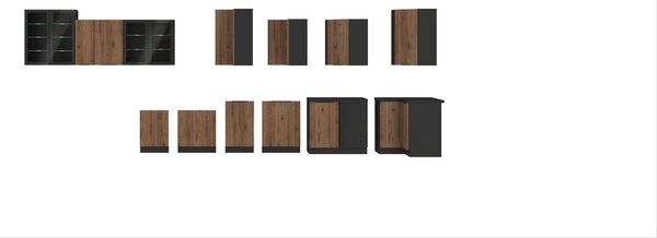 Zondo.hr Gornji kuhinjski ormarić Manana 80 GU 36 1F (korpus: crna mat + front: orah okapi). 1134956