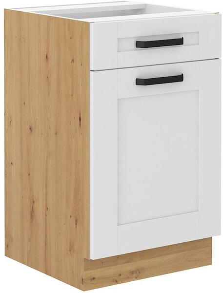 Zondo.hr Donji kuhinjski ormarić Lucid 50 D 1F 1S BB (korpus: hrast artisan + front: mdf bijela). 1134606