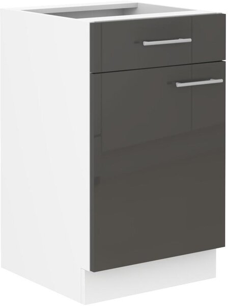 Zondo.hr Donji kuhinjski ormarić Lavera 50 D 1F 1S BB (korpus: bijela + front: sivi sjaj). 1134574