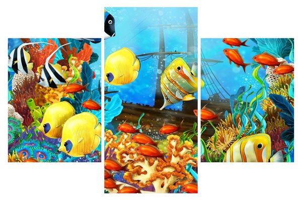 Slika - Barvit koralni greben (90x60 cm)
