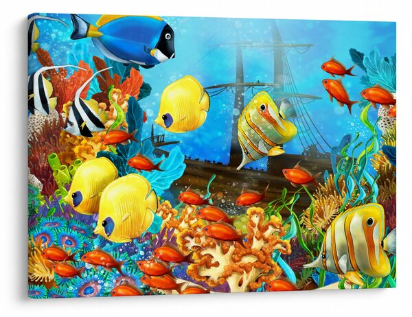Slika - Barvit koralni greben (70x50 cm)