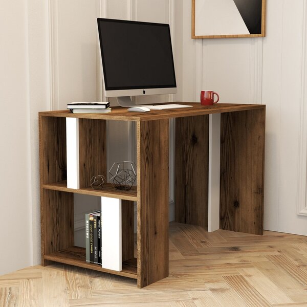 Studijski stol, Lima - Walnut, White