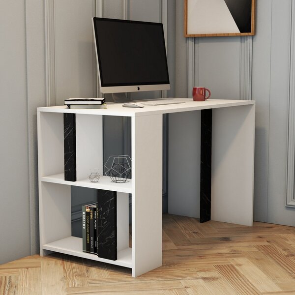 Studijski stol, Lima - White, Black Marble