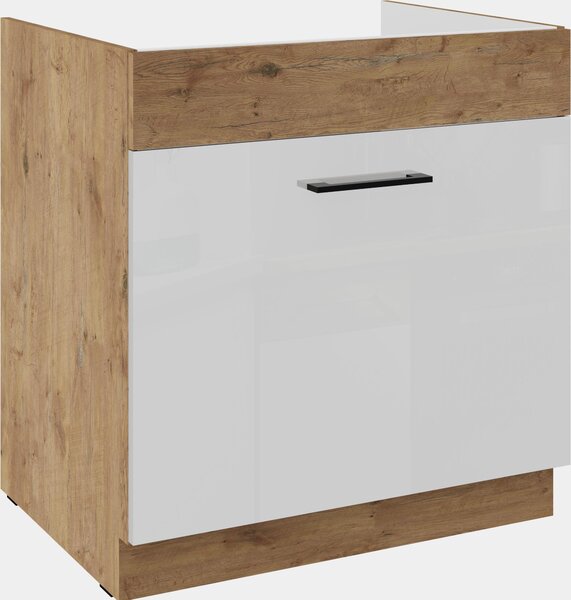 Zondo.hr Donji kuhinjski ormarić ispod sudopera Virion 80 ZL 1S BB (hrast lancelot + bijeli sjaj). 1134923