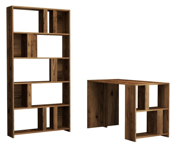 Studijski stol i policu za knjige, Lima - Walnut