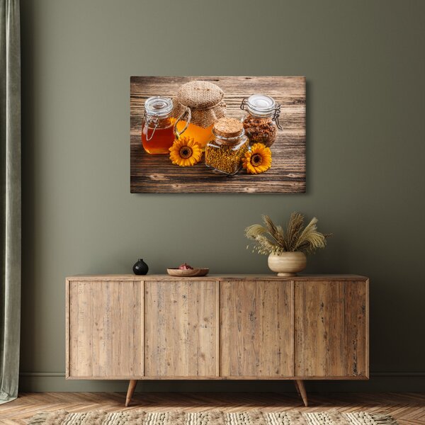 Slika - Tihožitje s kozarci za med (90x60 cm)