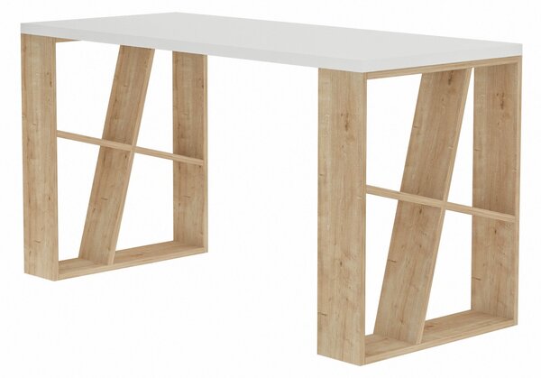 Radni stol, Bijela boja hrast, Honey - White, Oak