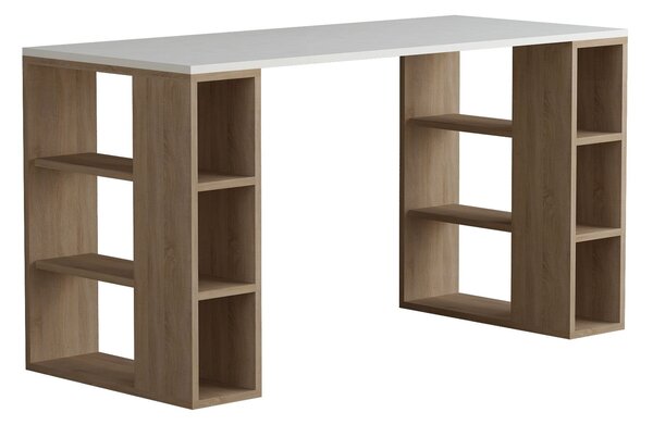 Radni stol, Bijela boja hrast, Colmar - White, Oak