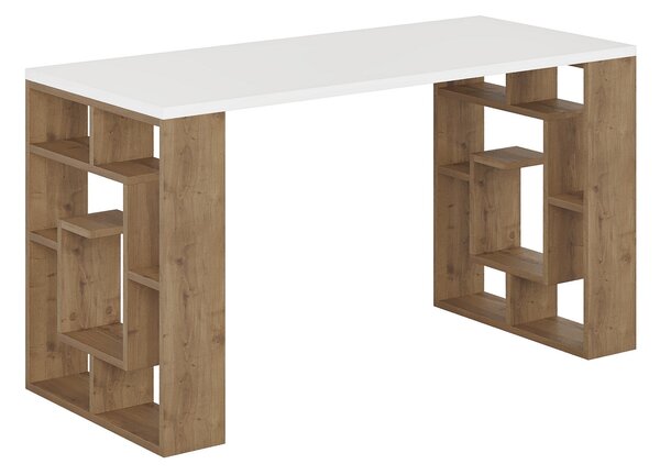 Radni stol, Bijela boja Tamni hrast, Maze - White, Dark Oak