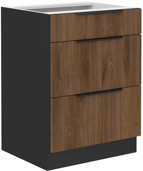 Zondo.hr Donji kuhinjski ormarić Manana 60 D 3s BB (korpus: crna mat + front: orah okapi). 1134947
