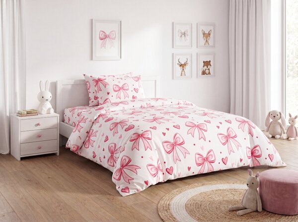 Posteljina od mikrovlakana RIBBON LOVE bijela Dimenzije posteljine: 70 x 80 cm | 140 x 200 cm