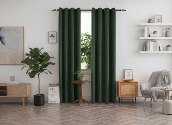 Zavjesa za zamračivanje DUNES VELVET 140x250 cm, tamno zelena Sistem za vješanje: Metalni prstenovi