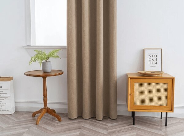 Zamračujuća zavjesa DUNES VELVET 140x250 cm, bež-smeđa Sistem za vješanje: Metalni prstenovi