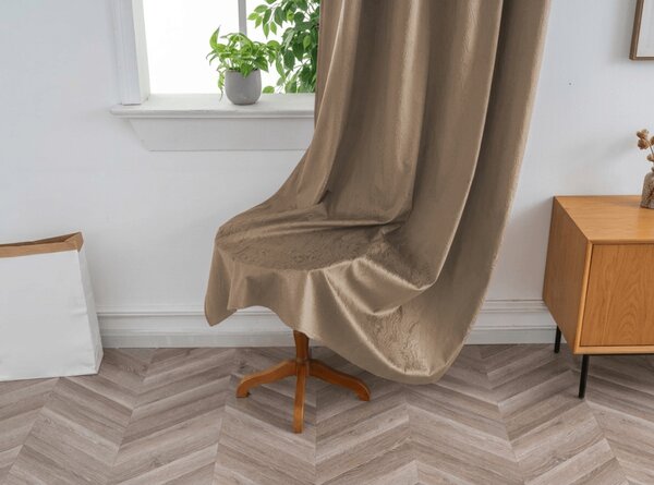 Zamračujuća zavjesa DUNES VELVET 140x250 cm, bež-smeđa Sistem za vješanje: Metalni prstenovi