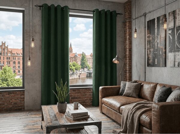 Zavjesa za zamračivanje DUNES VELVET 140x250 cm, tamno zelena Sistem za vješanje: Metalni prstenovi