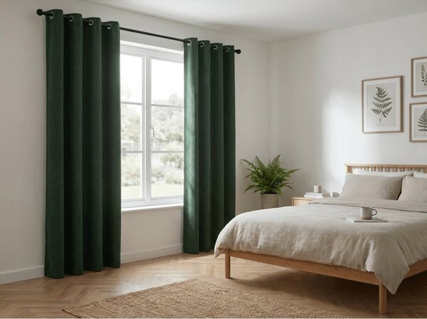 Zavjesa za zamračivanje DUNES VELVET 140x250 cm, tamno zelena Sistem za vješanje: Metalni prstenovi