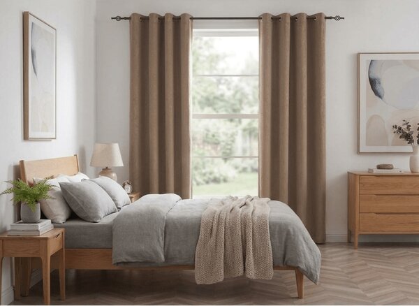 Zamračujuća zavjesa DUNES VELVET 140x250 cm, bež-smeđa Sistem za vješanje: Metalni prstenovi