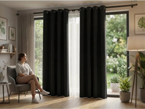 Zavjesa OXFORD LIGHT 140x250 cm, crna Sistem za vješanje: Traka za nabiranje