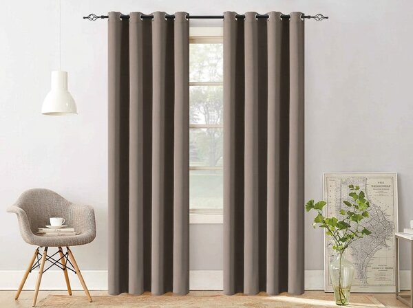 Svijetlosmeđa zavjesa OXFORD 140x250 cm Sistem za vješanje: Metalni prstenovi