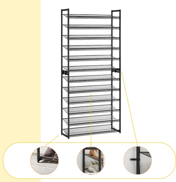Jurhan Modularni regal za cipele IDA, 12 polica, 92,5x31x223 cm, crni