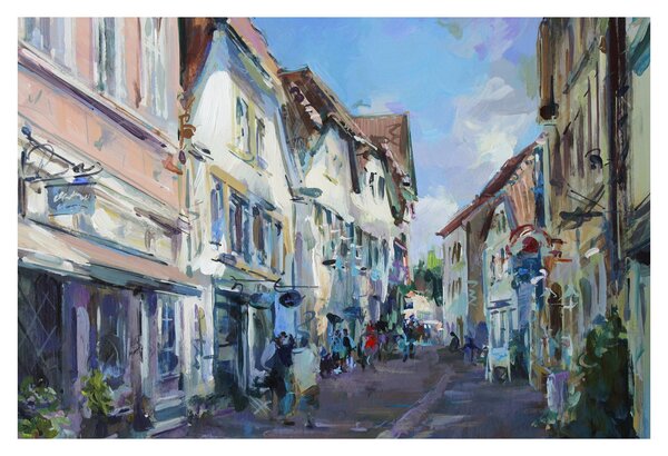 Slika - Aleja starega mesta, akrilna slika (90x60 cm)