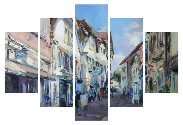 Slika - Aleja starega mesta, akrilna slika (150x105 cm)