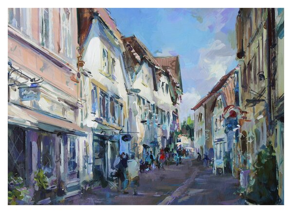 Slika - Aleja starega mesta, akrilna slika (70x50 cm)