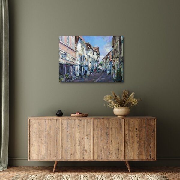 Slika - Aleja starega mesta, akrilna slika (70x50 cm)